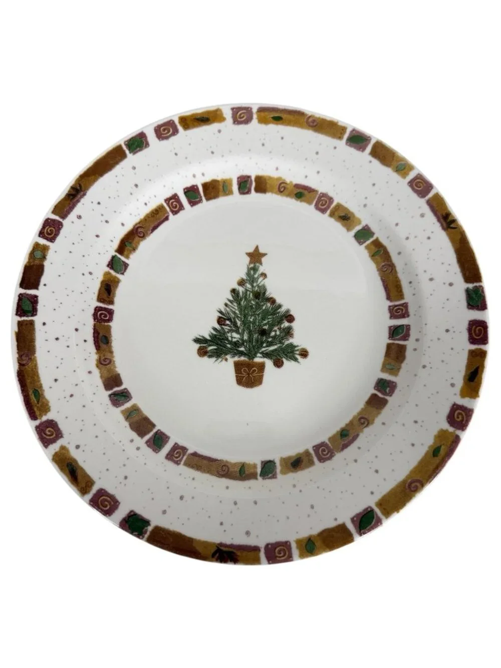 Pier 1 Natural Christmas Dinner Plate With Festive Tree Design Made In‎ England